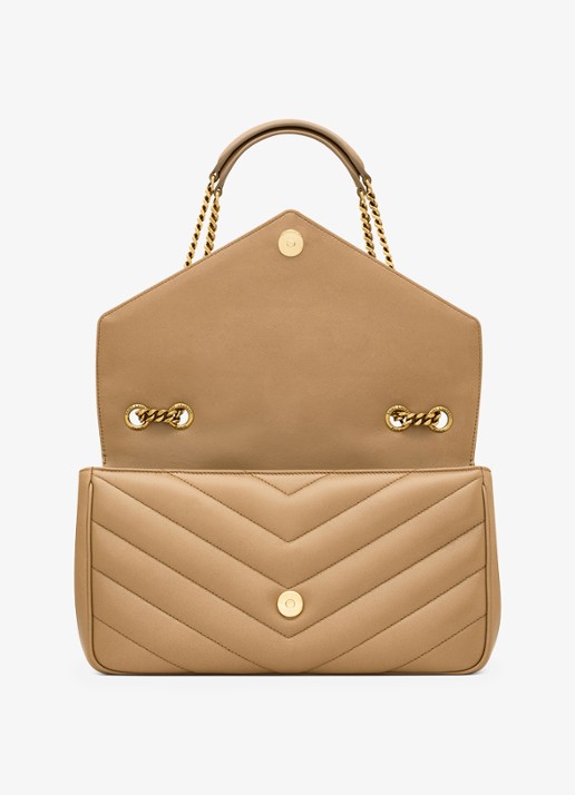 Saint Laurent Loulou Medium schoudertas van lamsleer - detail 3 lichtbruin