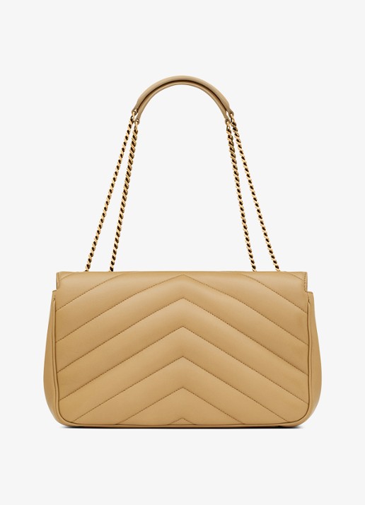 Saint Laurent Loulou Medium schoudertas van lamsleer - voorkant 2 lichtbruin