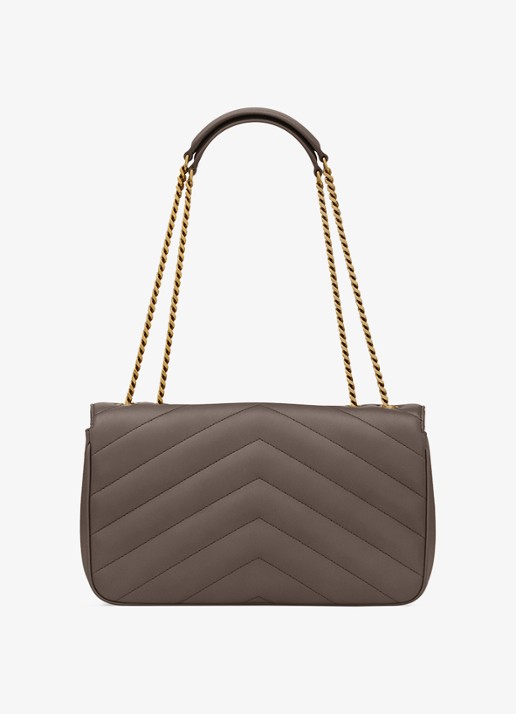 Saint Laurent Loulou Medium schoudertas van lamsleer - achterkant 6 taupe