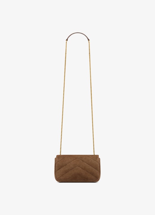 Saint Laurent Loulou Mini crossbodytas van kalfssuède - achterkant bruin