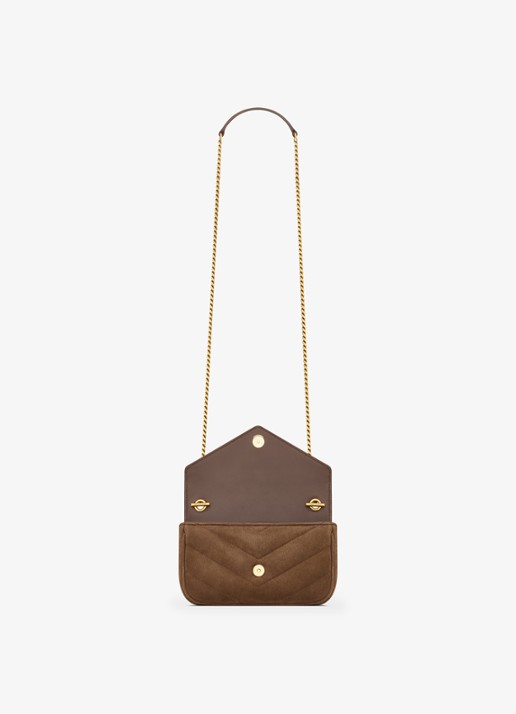 Saint Laurent Loulou Mini crossbodytas van kalfssuède - detail 5 bruin