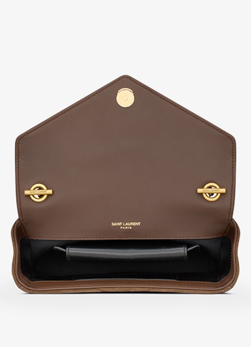 Saint Laurent Loulou Mini crossbodytas van kalfssuède - detail 6 bruin