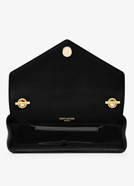 Saint Laurent Loulou Mini crossbodytas van lamsleer - detail 3 zwart