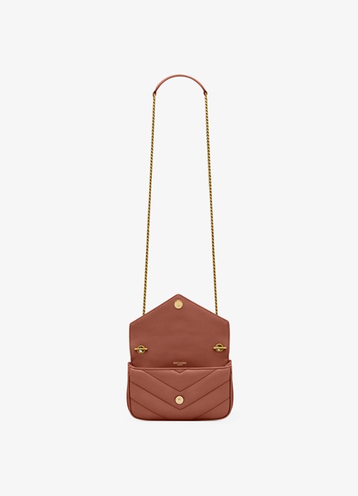 Saint Laurent Loulou Mini crossbodytas van lamsleer - detail 3 roestbruin