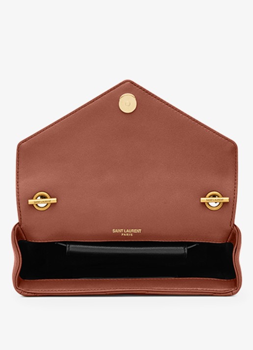 Saint Laurent Loulou Mini crossbodytas van lamsleer - detail 4 roestbruin