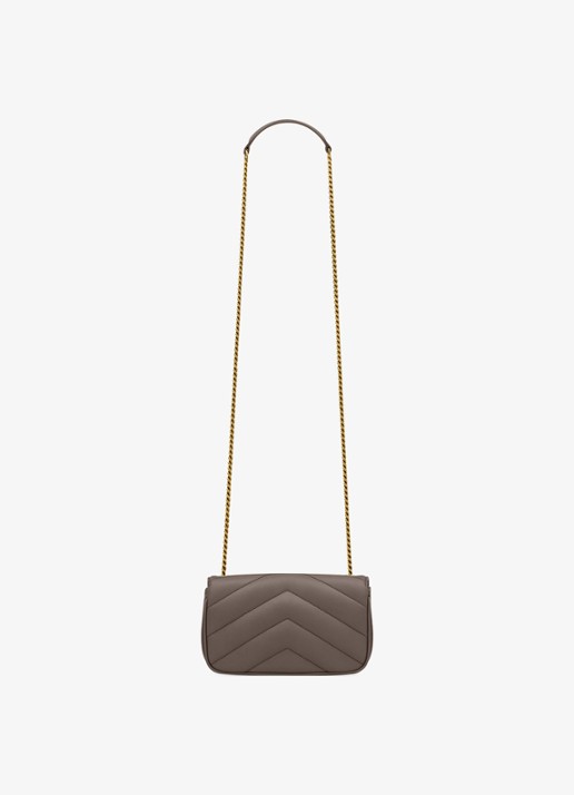 Saint Laurent Loulou Mini crossbodytas van lamsleer - achterkant taupe