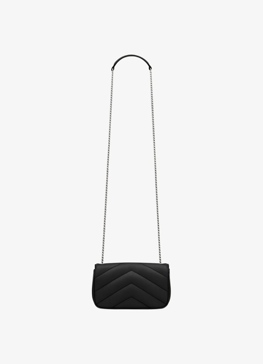 Saint Laurent Loulou Mini crossbodytas van quilted lamsleer - achterkant zwart