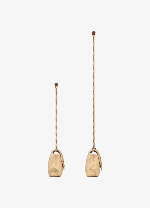 Saint Laurent Loulou Mini schoudertas van raffia - detail 2 beige