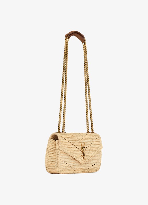 Saint Laurent Loulou Mini schoudertas van raffia - detail 3 beige