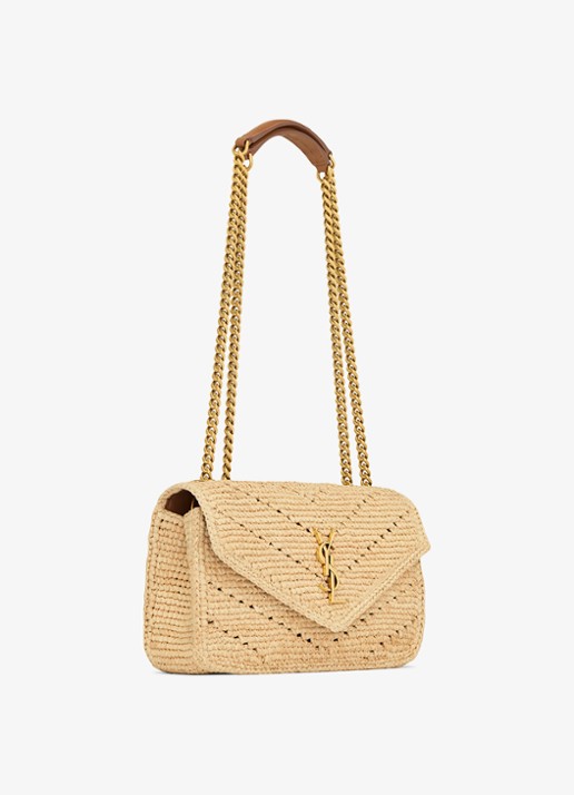 Saint Laurent Loulou Small schoudertas van raffia - detail 2 beige