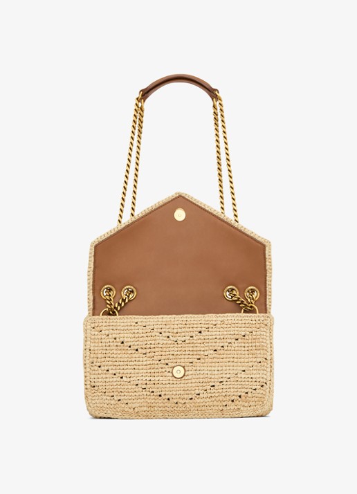 Saint Laurent Loulou Small schoudertas van raffia - detail 3 beige