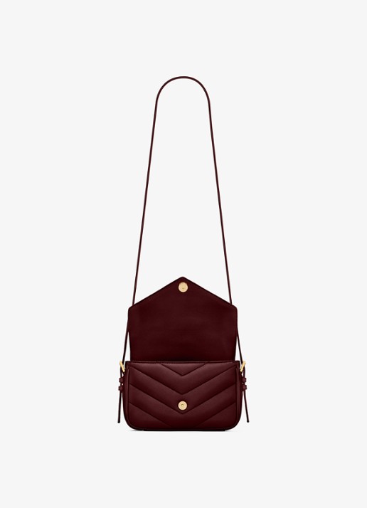 Saint Laurent Loulou Toy crossbodytas van lamsleer - detail 4 donkerrood