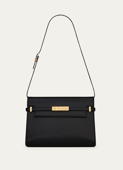 Saint Laurent Manhattan schoudertas van kalfsleer - voorkant zwart