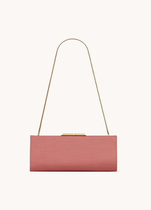 Saint Laurent Midnight Small clutch van satijn - detail 2 zalmroze