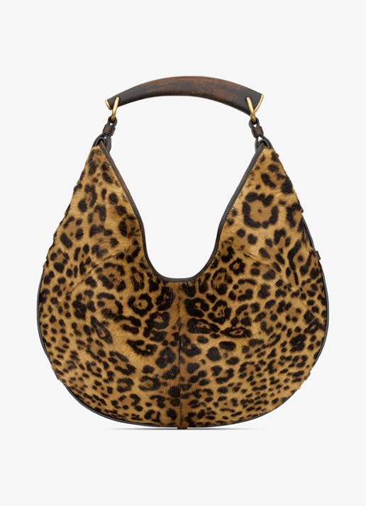 Saint Laurent Mombasa Medium schoudertas van kalfsleer met ponyhair - achterkant 2 bruin