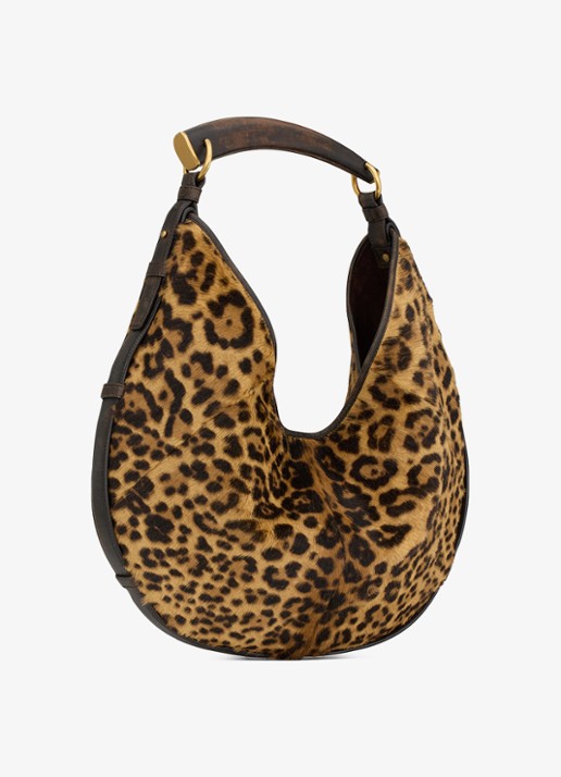Saint Laurent Mombasa Medium schoudertas van kalfsleer met ponyhair - detail 3 bruin