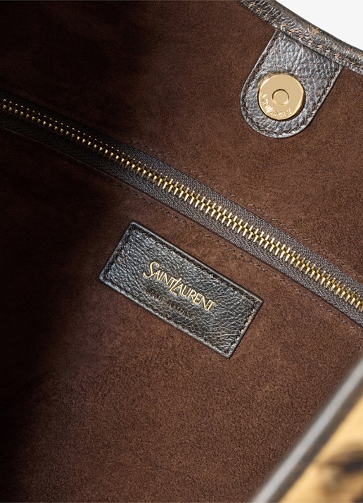 Saint Laurent Mombasa Medium schoudertas van kalfsleer met ponyhair - detail 5 bruin