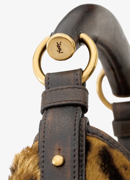 Saint Laurent Mombasa Medium schoudertas van kalfsleer met ponyhair - detail 6 bruin