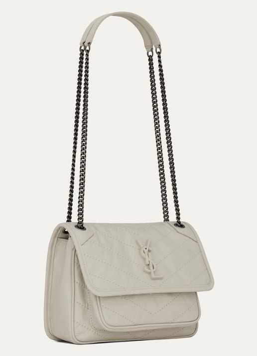 Saint Laurent Niki Baby schoudertas van kalfsleer - detail 5 gebroken wit