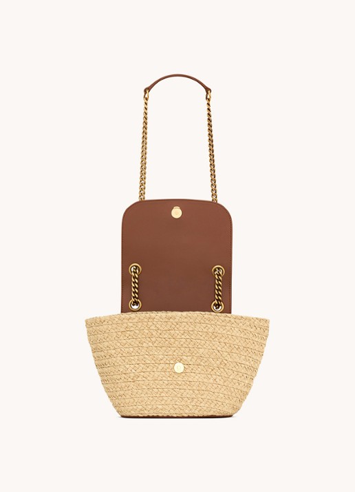 Saint Laurent Panier schoudertas met kalfsleren details - detail 2 beige