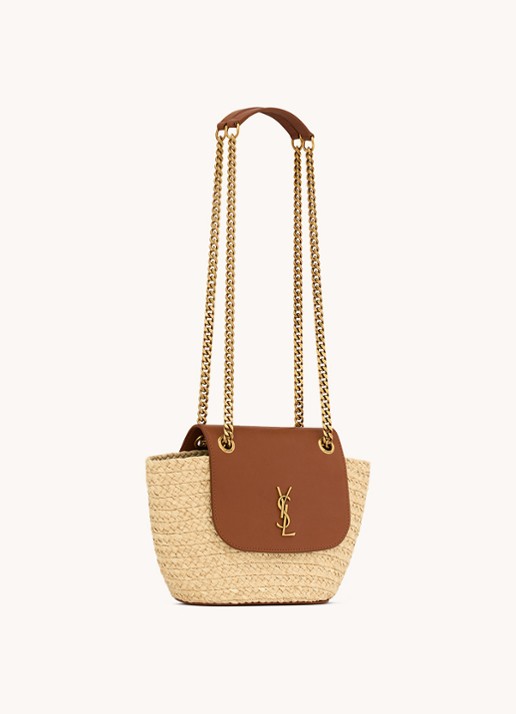 Saint Laurent Panier schoudertas met kalfsleren details - detail 3 beige