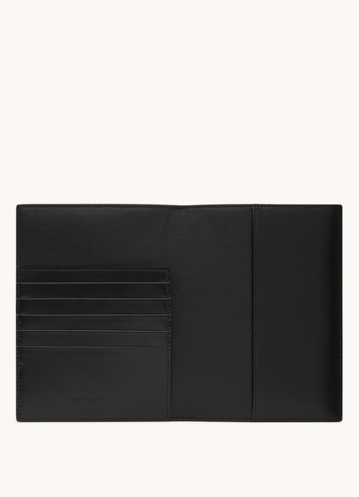 Saint Laurent Paris paspoortetui van kalfsleer - detail 3 zwart