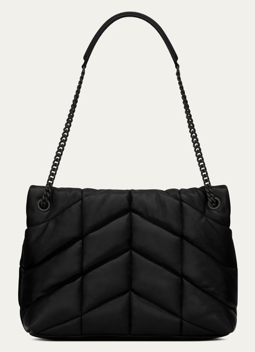 Saint Laurent Puffer Medium schoudertas van quilted lamsleer - detail 2 zwart