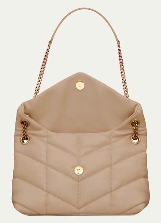 Saint Laurent Puffer Small schoudertas van quilted lamsleer - detail 4 beige