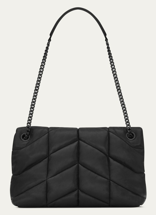 Saint Laurent Puffer Small schoudertas van quilted lamsleer - detail 2 zwart