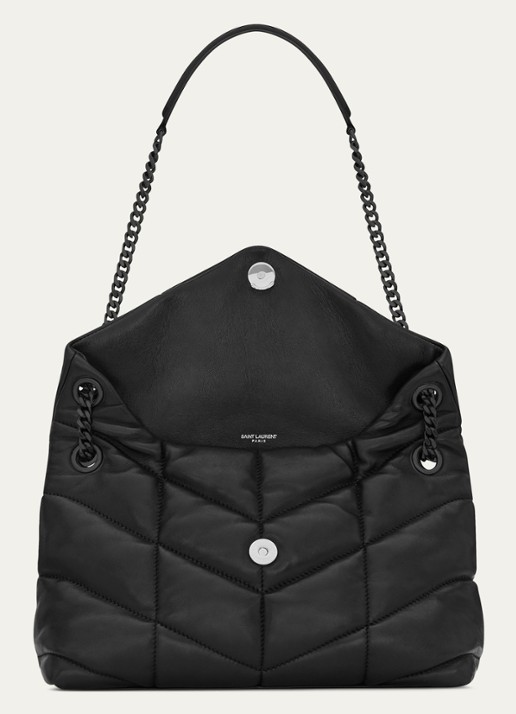Saint Laurent Puffer Small schoudertas van quilted lamsleer - detail 4 zwart
