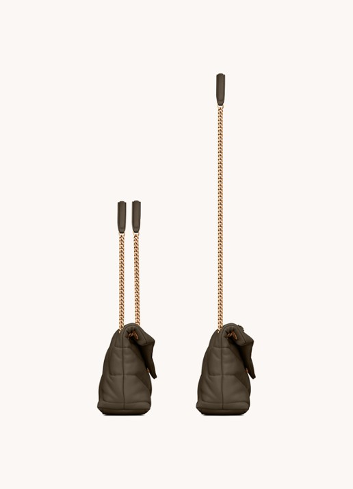 Saint Laurent Puffer Small schoudertas van quilted lamsleer - detail 4 bronsgroen
