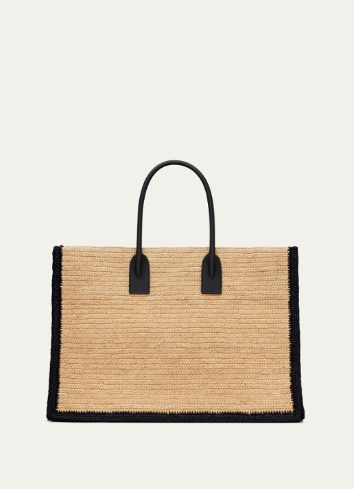 Saint Laurent Rive Gauche schoudertas van raffia - detail 2 lichtbruin