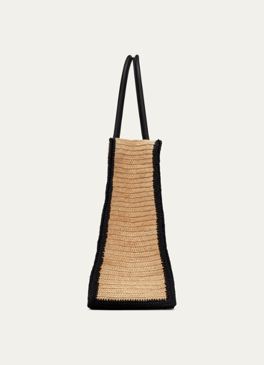 Saint Laurent Rive Gauche schoudertas van raffia - detail 3 lichtbruin