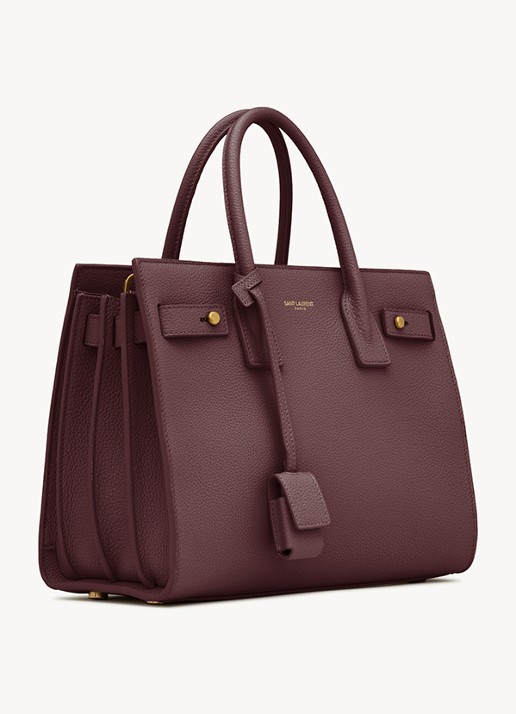 Saint Laurent Sac De Jour Baby handtas van kalfsleer - detail bordeauxrood