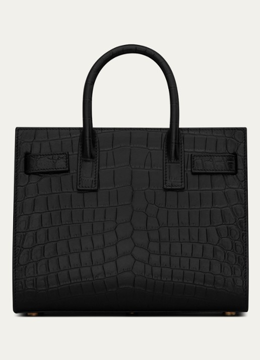 Saint Laurent Sac de Jour Nano handtas van kalfsleer met crocostructuur - detail 2 zwart