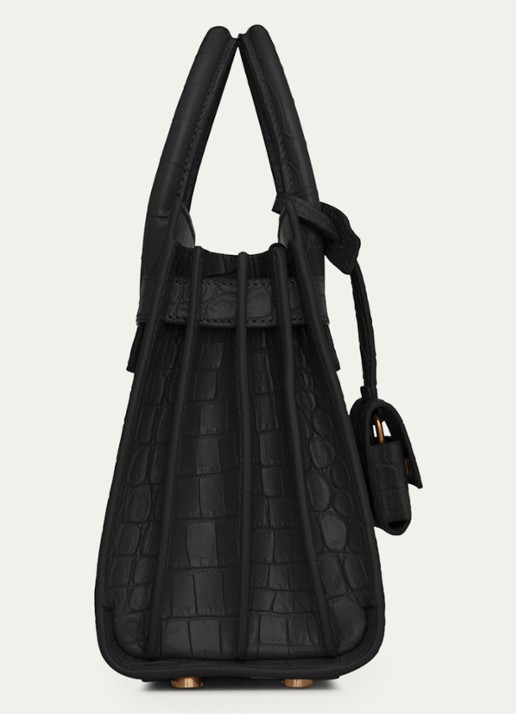 Saint Laurent Sac de Jour Nano handtas van kalfsleer met crocostructuur - detail 3 zwart