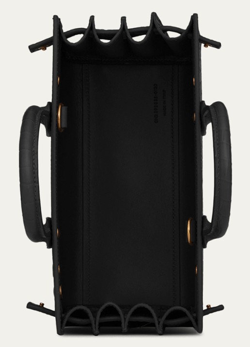 Saint Laurent Sac de Jour Nano handtas van kalfsleer met crocostructuur - detail 4 zwart