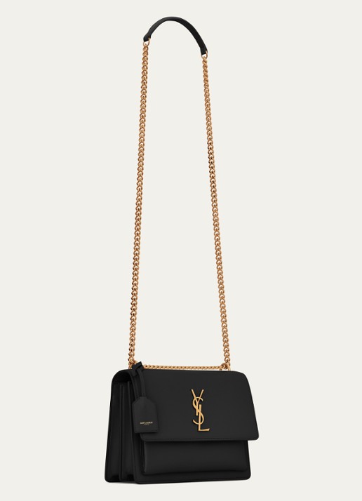 Saint Laurent Sunset Medium handtas van kalfsleer - detail 5 zwart