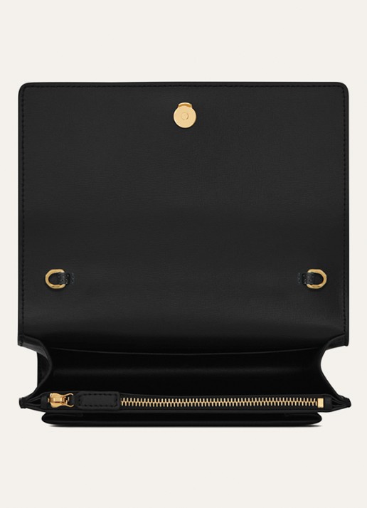 Saint Laurent Sunset portemonnee van kalfsleer met schouderband - detail 6 zwart