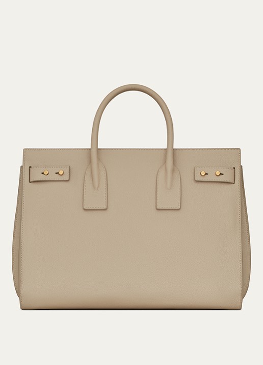 Saint Laurent Supple Sac De Jour Medium handtas van kalfsleer - achterkant zand