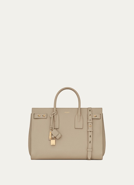 Saint Laurent Supple Sac De Jour Medium handtas van kalfsleer - voorkant 5 zand