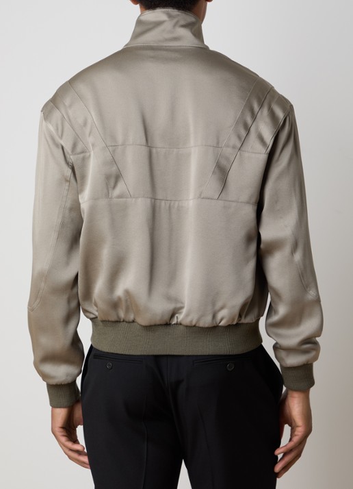 Saint Laurent Teddy bomberjack van satijn met steekzakken - achterkant 3 khaki