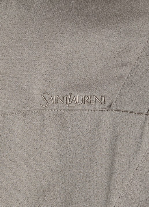 Saint Laurent Teddy bomberjack van satijn met steekzakken - detail 6 khaki