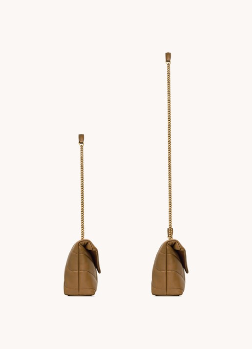 Saint Laurent Toy Puffer schoudertas van lamsleer - achterkant cognac