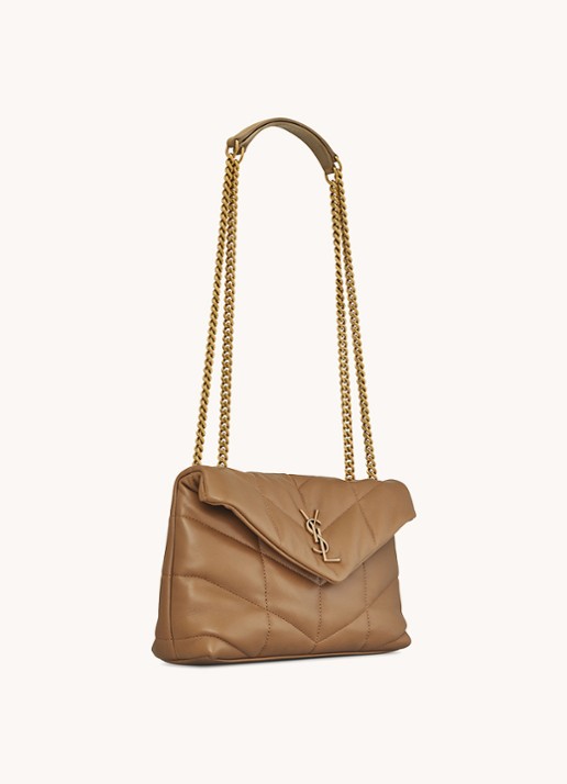 Saint Laurent Toy Puffer schoudertas van lamsleer - detail 5 cognac