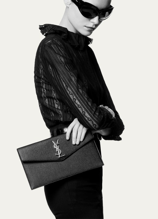 Saint Laurent Uptown clutch van kalfsleer - detail zwart