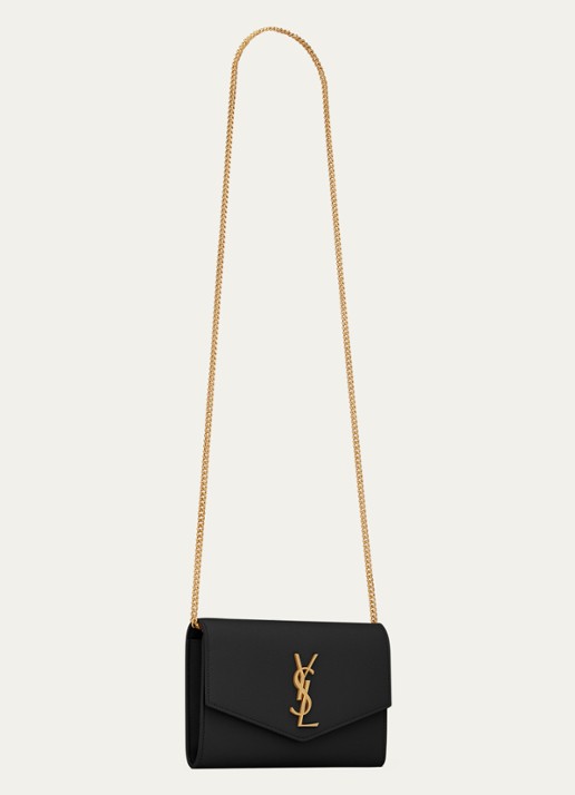 Saint Laurent Uptown portemonnee van kalfsleer met schouderband - detail 6 zwart