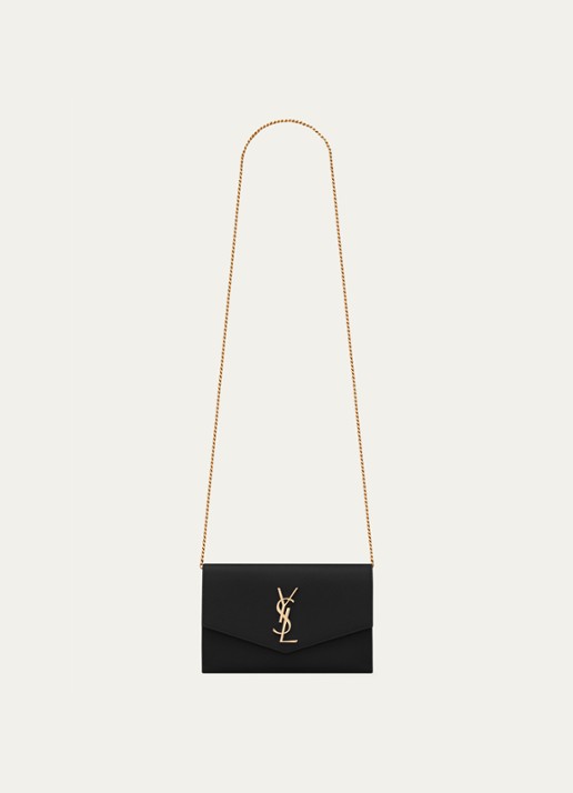 Saint Laurent Uptown portemonnee van kalfsleer met schouderband