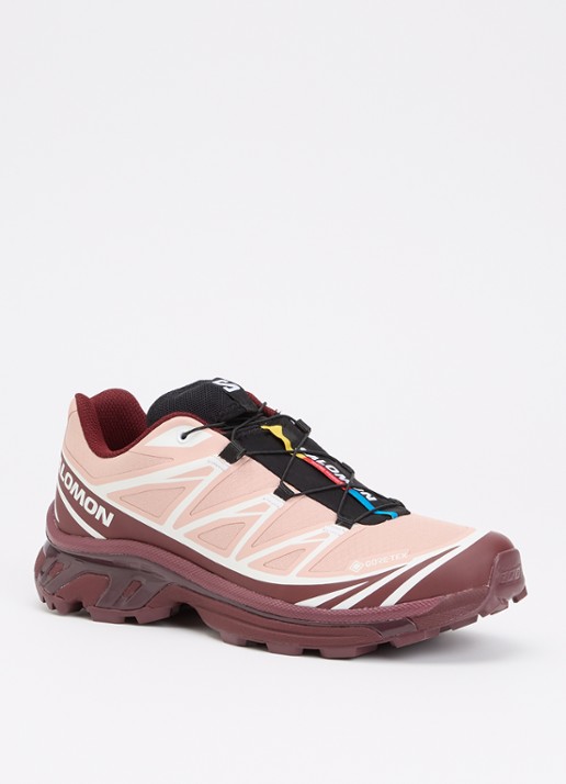 Salomon XT-6 GTX sneaker met mesh details - voorkant bordeauxrood