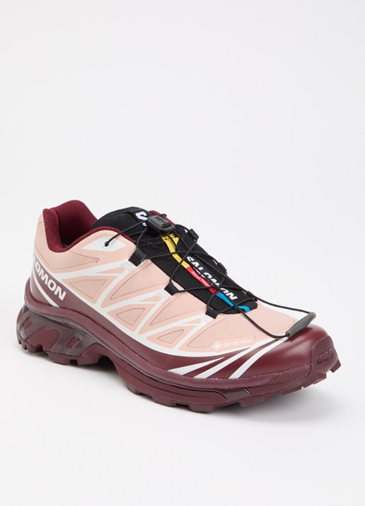 Salomon XT-6 GTX sneaker met mesh details - voorkant 2 bordeauxrood